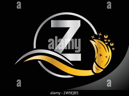 Letter Z Cleaning logo, Cleaning brush logo Design Vector Template. Stock Vector
