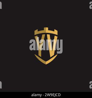 Initials YV logo monogram with shield style design vector graphic Stock Vector