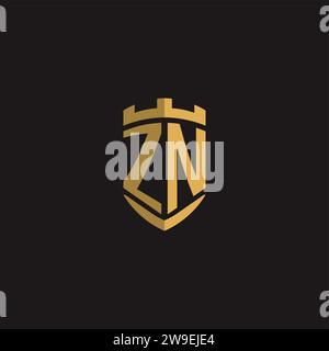 Initials ZN logo monogram with shield style design vector graphic Stock Vector