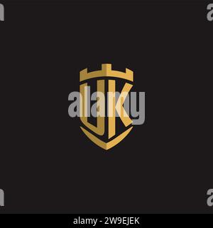 Initials UK logo monogram with shield style design vector graphic Stock Vector