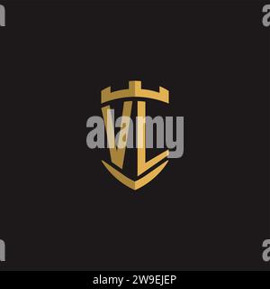 Initials VL logo monogram with shield style design vector graphic Stock Vector