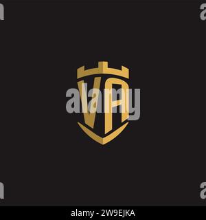 Initials VA logo monogram with shield style design vector graphic Stock Vector