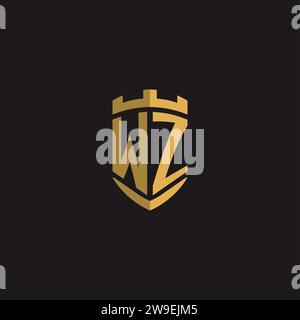 Initials WZ logo monogram with shield style design vector graphic Stock Vector