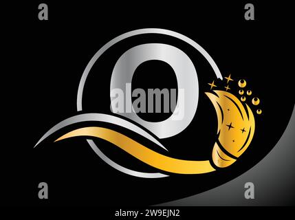 Letter O Cleaning logo, Cleaning brush logo Design Vector Template. Stock Vector