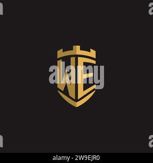 Initials WE logo monogram with shield style design vector graphic Stock Vector