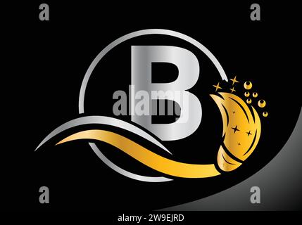 Letter B Cleaning logo, Cleaning brush logo Design Vector Template. Stock Vector