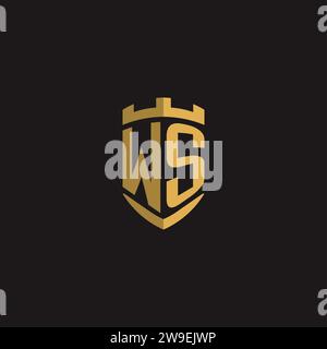 Initials WS logo monogram with shield style design vector graphic Stock Vector
