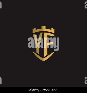 Initials YF logo monogram with shield style design vector graphic Stock Vector