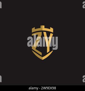 Initials ZY logo monogram with shield style design vector graphic Stock Vector