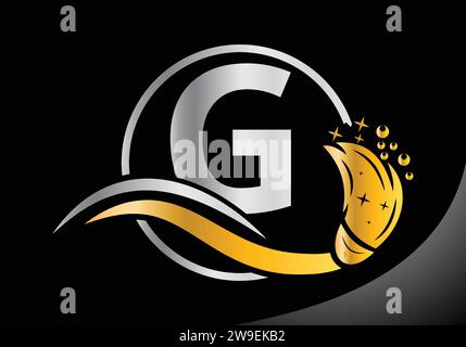 Letter G Cleaning logo, Cleaning brush logo Design Vector Template. Stock Vector