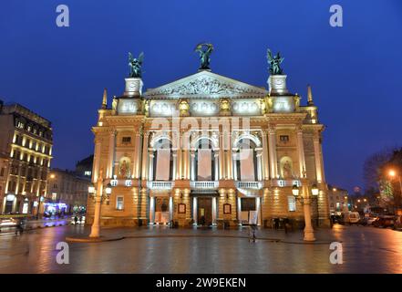 Lviv Opera House, Solomiya Krushelnytska State Academic Opera and Ballet Theatre in Lviv, Ukraine Stock Photo