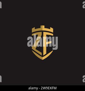 Initials ZF logo monogram with shield style design vector graphic Stock Vector