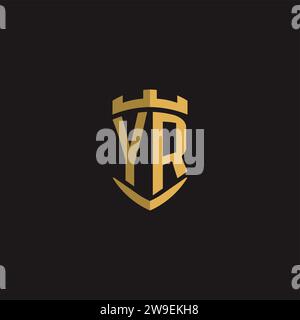 Initials YR logo monogram with shield style design vector graphic Stock Vector