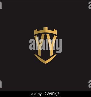 Initials YY logo monogram with shield style design vector graphic Stock Vector