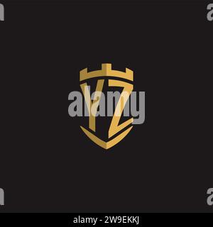 Initials YZ logo monogram with shield style design vector graphic Stock Vector
