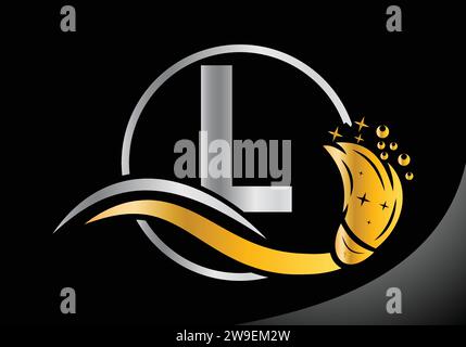 Letter L Cleaning logo, Cleaning brush logo Design Vector Template. Stock Vector