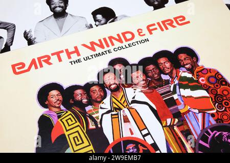 Viersen, Germany - May 9. 2023: Closeup of Earth wind and fire soul funk band vinyl record cover album Stock Photo