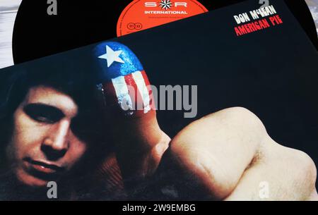 Viersen, Germany - May 9. 2023: Closeup of singer Don McLean vinyle record cover American Pie Stock Photo