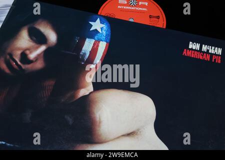 Viersen, Germany - May 9. 2023: Closeup of singer Don McLean vinyle record cover American Pie Stock Photo