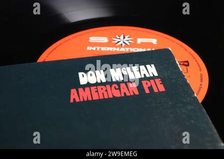 Viersen, Germany - May 9. 2023: Closeup of singer Don McLean vinyle record cover American Pie Stock Photo