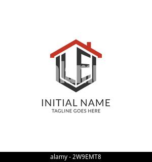 LE Logo monogram with hexagon shape style design template isolated on ...