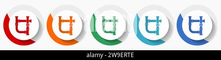 Pipeline, tube, pipe and industrial vector icon set, flat icons for logo design, webdesign and mobile applications, colorful round buttons Stock Vector