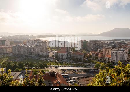 Laredo, Spain. Views of the Playa de la Salve, longest beach in Cantabria, and the Puntal, from a viewpoint Stock Photo