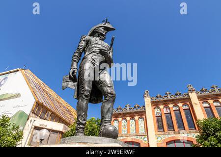 Laredo, Spain. Monument to Diego del Barco y de la Cendeja, artillery brigadier of Spanish Army, hero of the Spanish Peninsular War of Independence Stock Photo