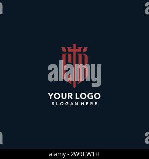 EB initial monogram logos with sword and shield shape design ideas Stock Vector