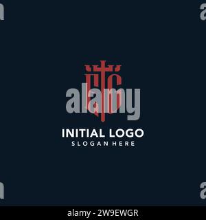 EG initial monogram logos with sword and shield shape design ideas Stock Vector