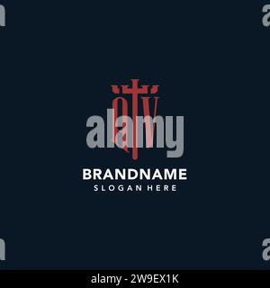 AV initial monogram logos with sword and shield shape design ideas Stock Vector