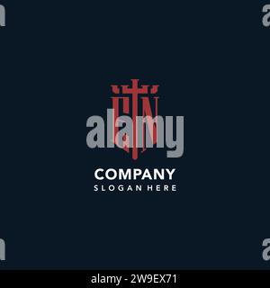 EN initial monogram logos with sword and shield shape design ideas Stock Vector