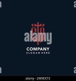 CA initial monogram logos with sword and shield shape design ideas Stock Vector