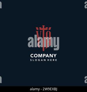 YA initial monogram logos with sword and shield shape design ideas Stock Vector