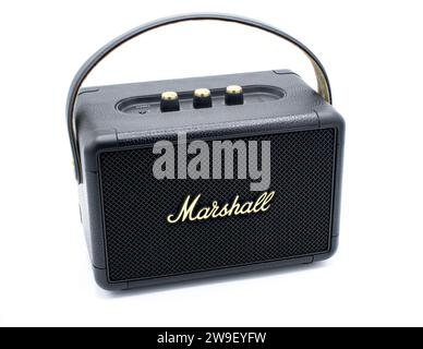Marshall kilburn 2 retro guitar amp style bluetooth speaker popular luxury high end musical gadget isolated on white background, Florida USA Oct 14, 2 Stock Photo