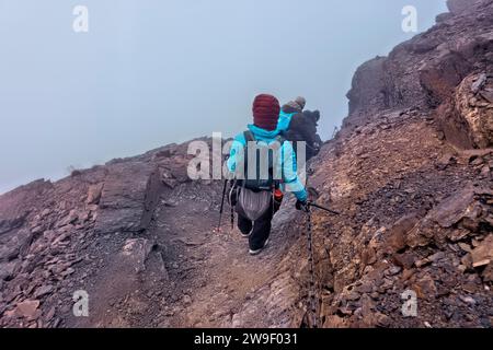Mount Jade Climbers descending Mt. Yushan (Mount Jade), 3952m, Yushan National ...