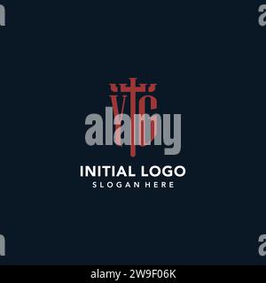 YG initial monogram logos with sword and shield shape design ideas Stock Vector