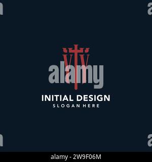 YY initial monogram logos with sword and shield shape design ideas Stock Vector