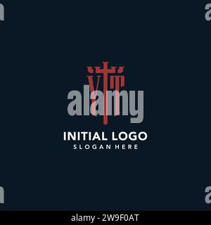 YT initial monogram logos with sword and shield shape design ideas Stock Vector