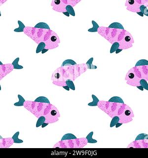Seamless pattern with cute cartoon fish for childish print. Stock Vector
