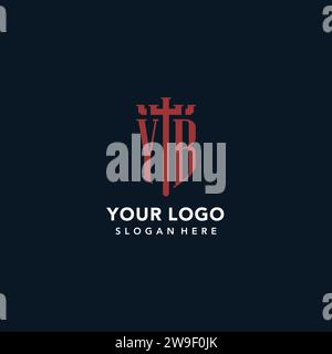 YB initial monogram logos with sword and shield shape design ideas Stock Vector