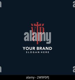 YP initial monogram logos with sword and shield shape design ideas Stock Vector