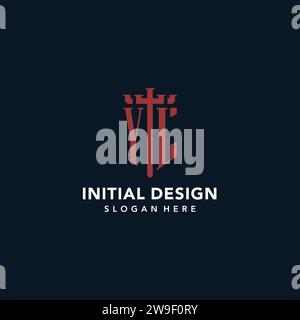YL initial monogram logos with sword and shield shape design ideas Stock Vector