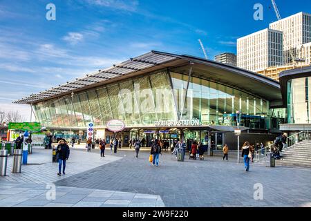 Exterior of Stratford Underground, DRL, Elizabeth Line and Overground Station, East London, UK Stock Photo