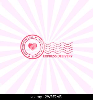 Valentine card. Greeting card with postmark stamp Stock Vector