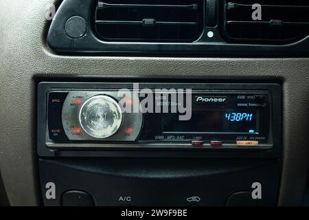 Close-up of control panel in car interior with radio Stock Photo