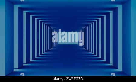 Abstract pillars on blue Background. Futuristic Building Design. 3d Render. Stock Photo