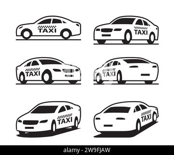 Taxi car in different perspective - vector illustration Stock Vector