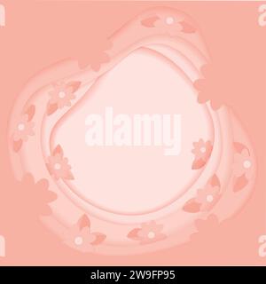 Abstract background texture in paper cut style in trendy monochrome Peach Fuzz shades with flowers. Copy space. Isolate. EPS. Vector design concept for greetings or invitation cards, posters and other Stock Vector