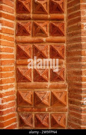Precious Symmetry: Close-up of Unique and Beautiful Bricks at Fuente de la Pila in Chiapa de Corzo, Chiapas, Mexico Stock Photo